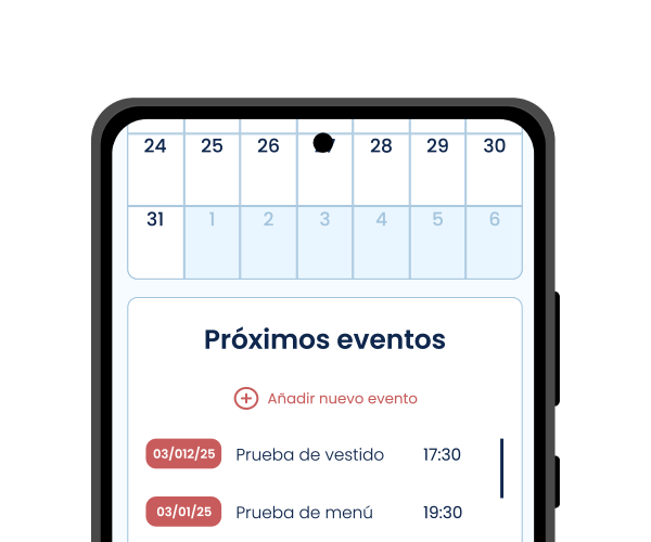 vista de tareas en el planificador de bodas online de bodaria cloud. Versión de escritorio